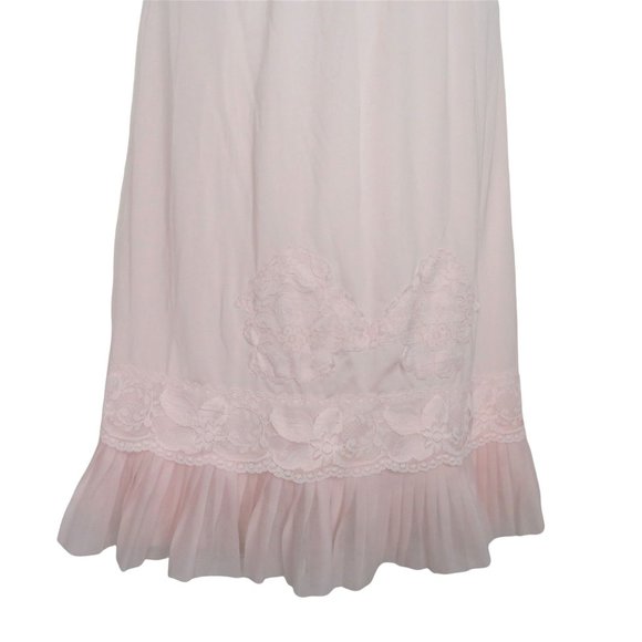 Vintage 60s Nani Flower Half Slip Pink Accordion Pleated Lace Hemline Glam PinUp - Picture 4 of 10